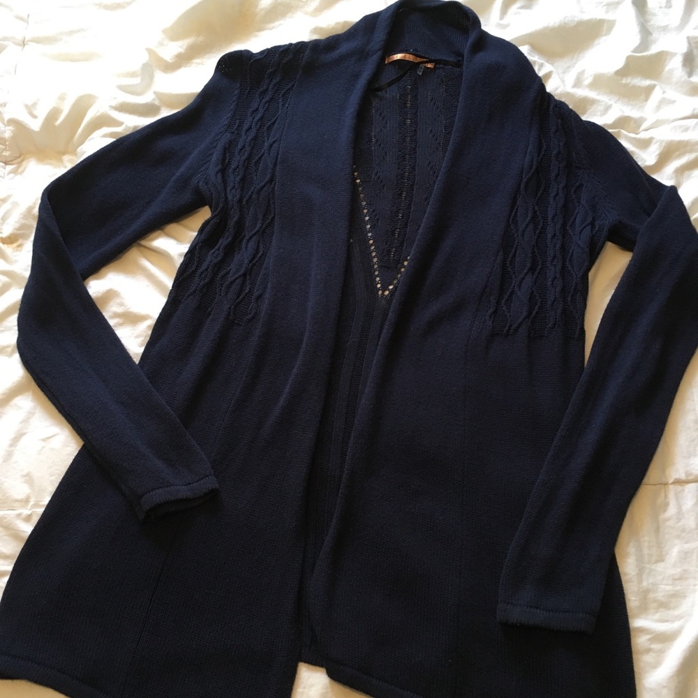 Navy blue knit cardigan, sz M